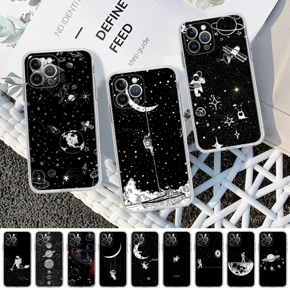 

Moon Astronaut Phone Case for iPhone 15 8 7 6 6S Plus X SE 2020 XR XS 14 11 12 13 Mini Pro Max Mobile Case