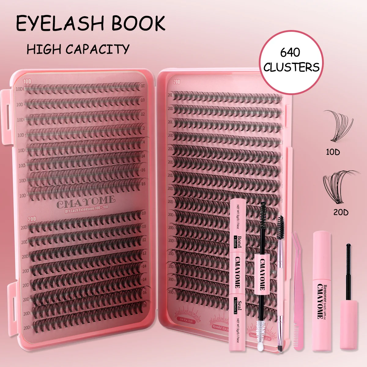 Hot Sell 30D40D Eyelash Book Dense Single Cluster of Hair 640 Clusters Segmented False Eyelashes D Song Single Cluster Makeup