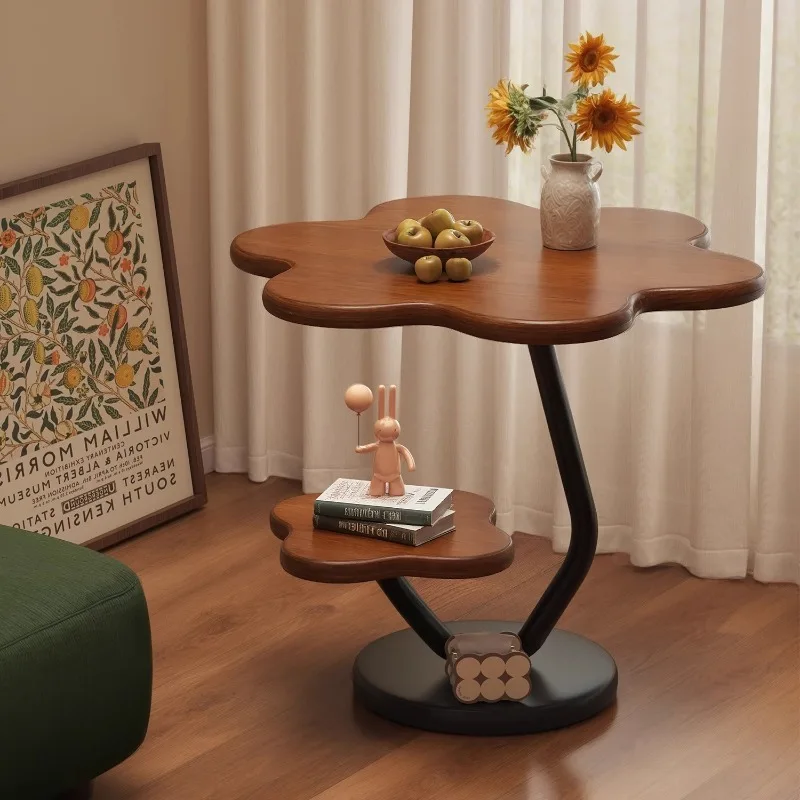 

Balcony creative small coffee table living room sofa side few small apartment round tablecream wind bedside table shelf