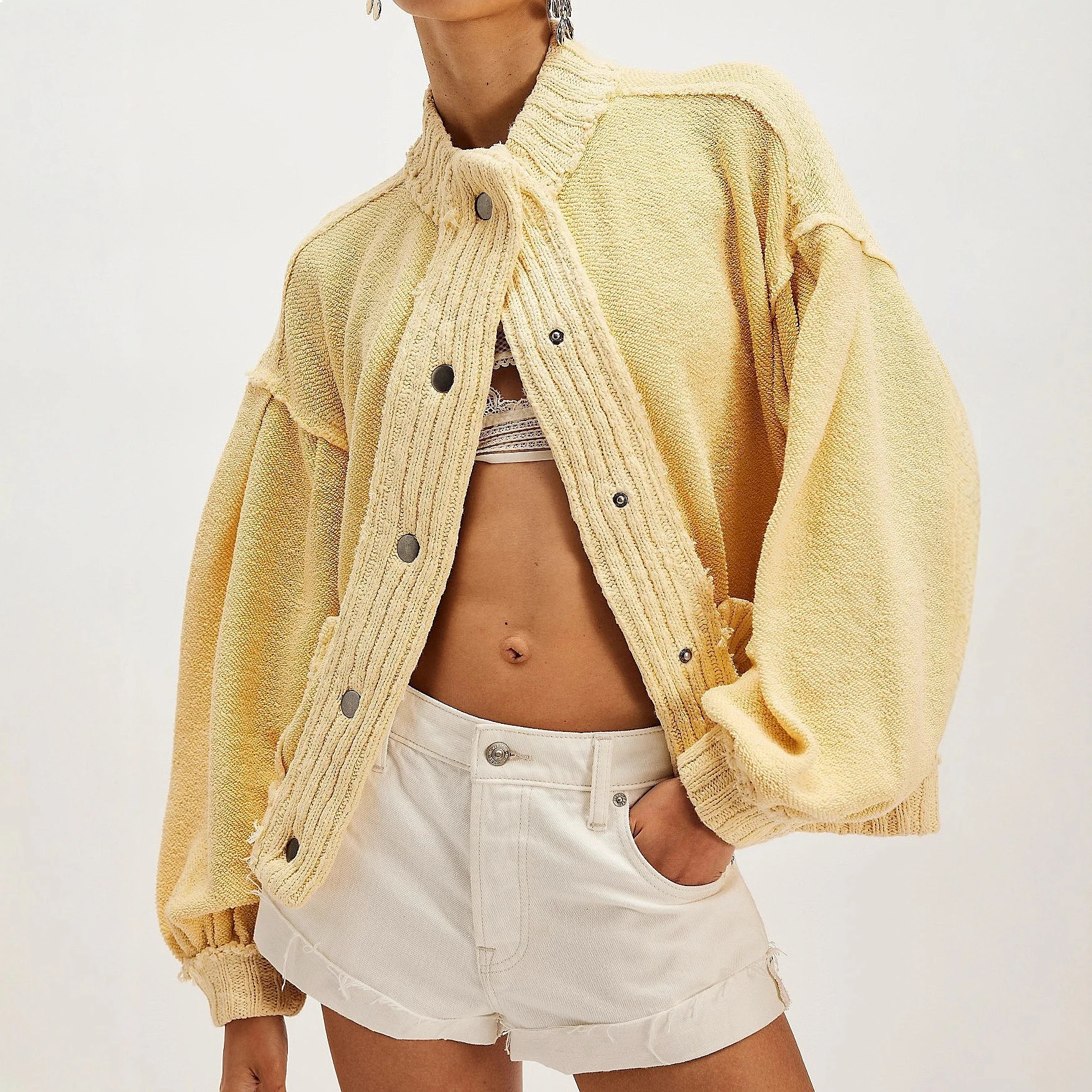 Women's Loose Cardigan Sweater Casual Knitwear Open Front Coat Vintage Cozy Top