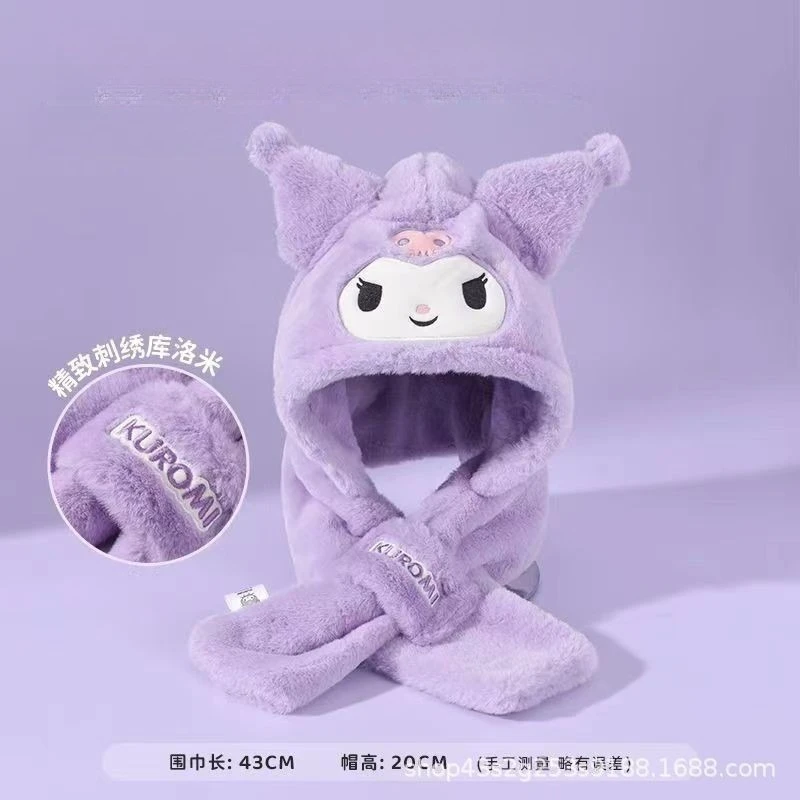 

Kawaii Hello Kitty Hat Set Cute Cartoon Children's Winter Warm Travel Women Supplies Desktop Decoration Student Gift Wholesale