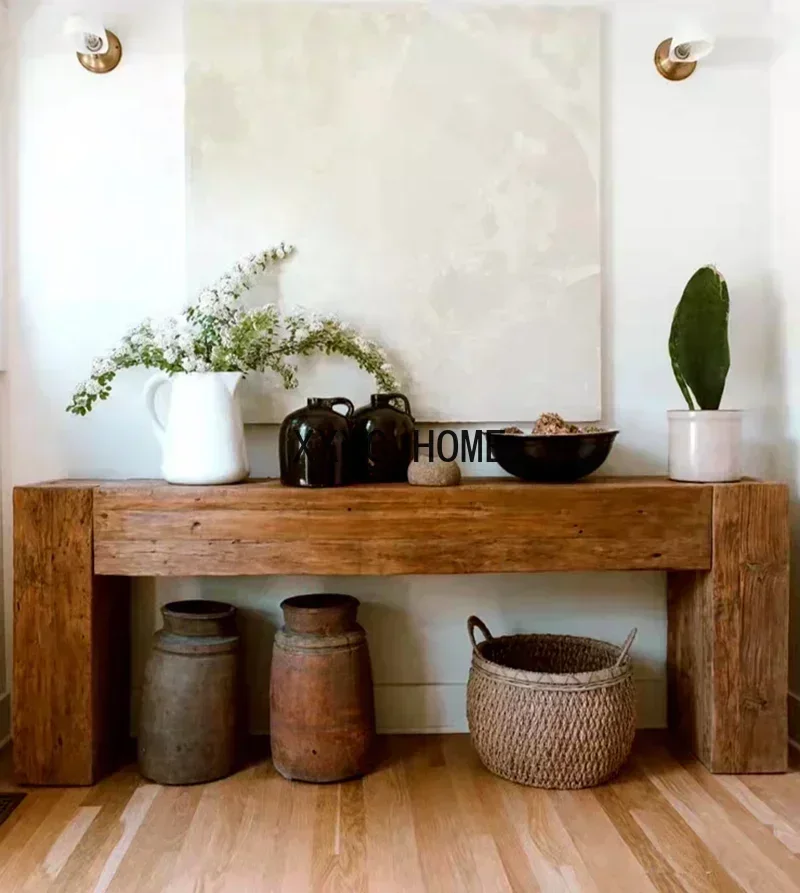 

Бревенчатый длинный узкий стол Консоль из цельного дерева Natural Wind Консоль Miji Wind Console Длинный узкий консольный столик