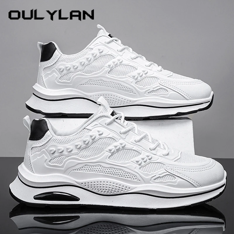 

Oulylan Outdoor Low Cut Antiskid Sneakers Lace Up Color Blocked Walking Shoes Casual Breathable Mesh Sports Footwear For Men