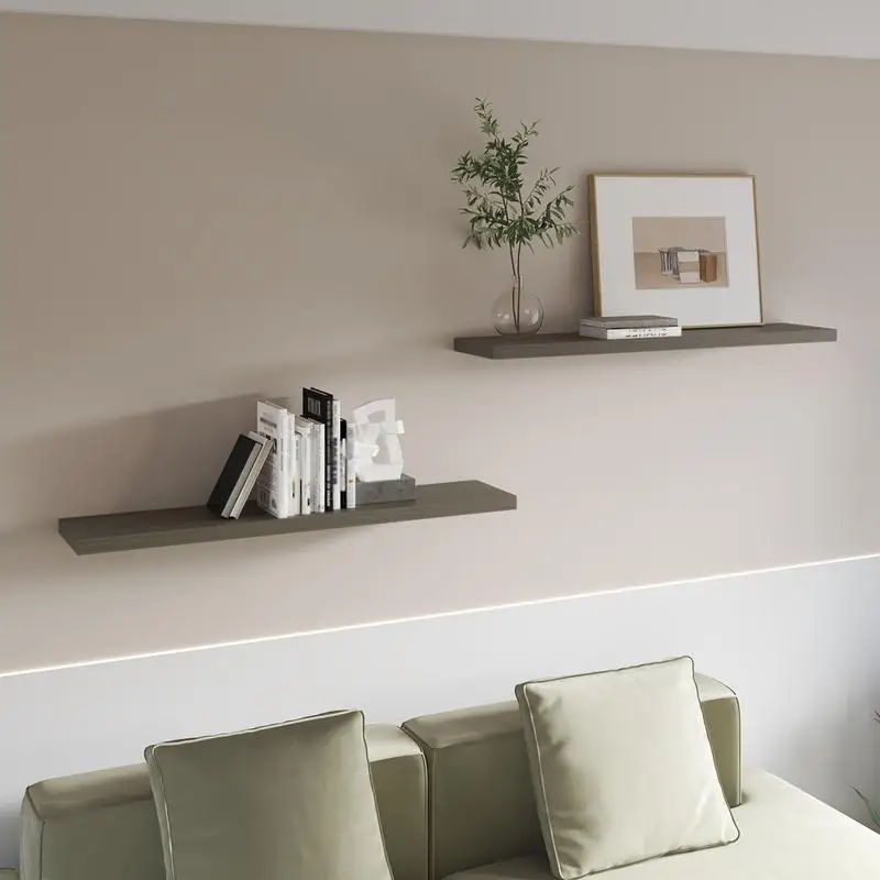 

Greer Floating Shelf x2, Melamine, Smokey Oak Finish, Wall Mounted Storage Solution for Home Decor