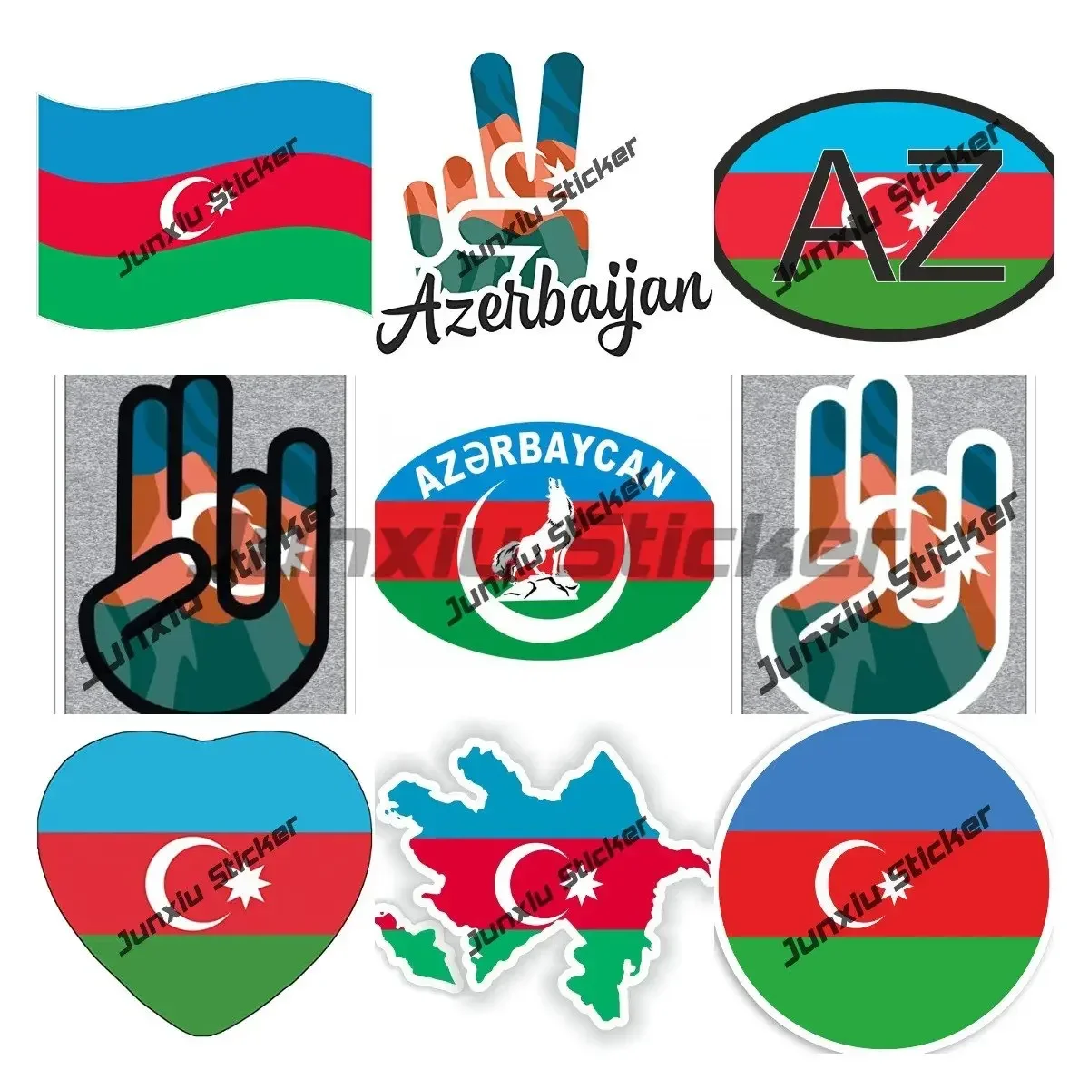 

Azerbaijan Coat of Arms Emblem Stickers Azerbaijan Seal Decal Round Flag High-Quality UV Protected Sticker for Car SUV Window