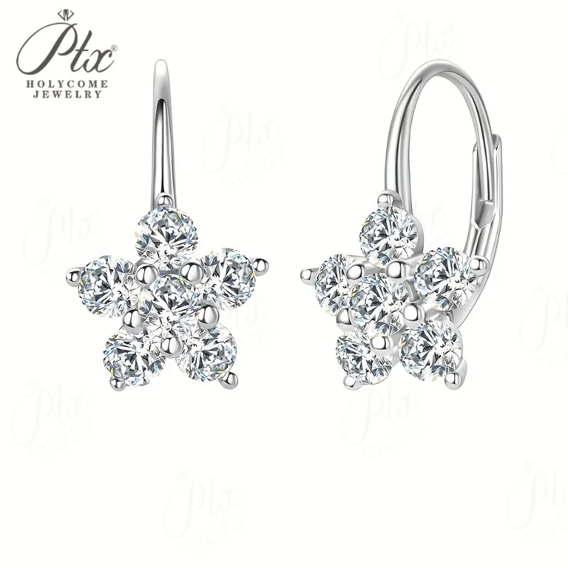 Pendientes de Moissanita con Forma de Pétalo, Color D, Claridad VVS1, Plata de Ley 925, Hipoalergénicos, Joyería Premium, Regalos de Cumpleaños, Amuletos