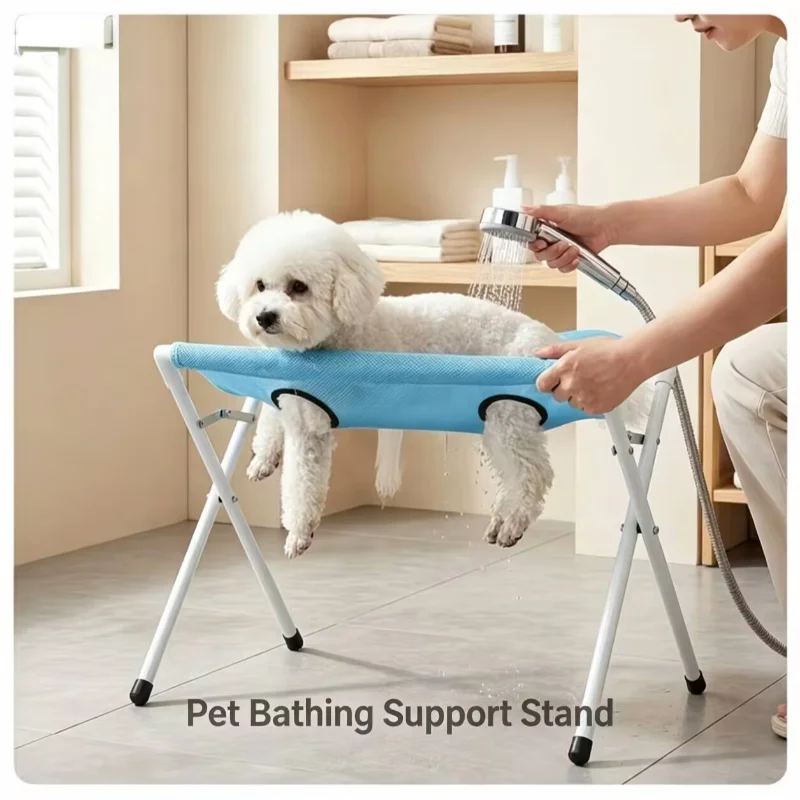 Pet Bath Rack Nail Clipper Fixed Table Foldable Metal Structure Anti Scratch And Bite Pet Grooming Hammock Petcleaning Grooming