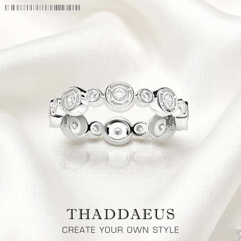 

Ring Crcles with Round White Stones Fine Jewerly For Women Spring Brand New Trendy Gift In 925 Sterling Silver