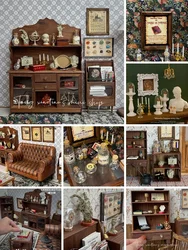 Dollhouse Retro Decoration Magic House Props Poster Decorative Painting Mini Sculpture Candlestick Miniature Model Decoration