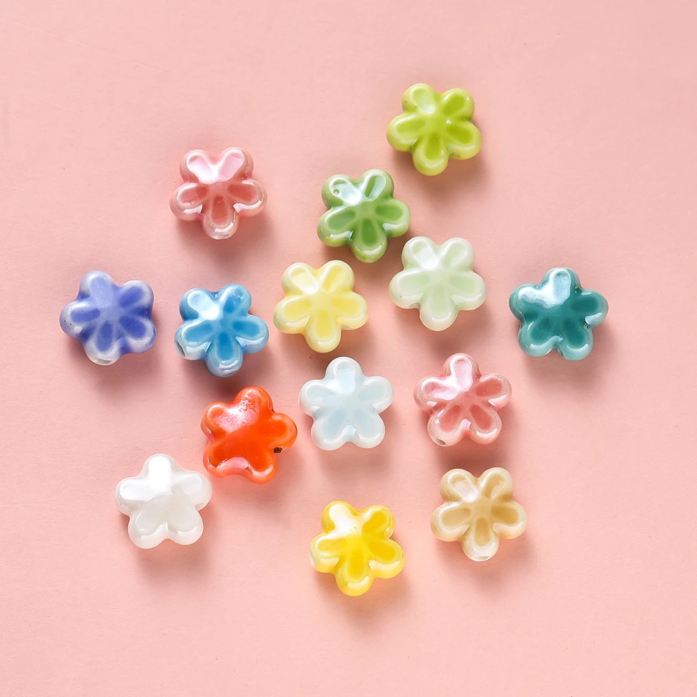 

10 шт. 12x11,5 мм керамические бусины в форме цветов, милые разделители, свободные бусины для браслета, ожерелья, сделай сам, аксессуары для изготовления ювелирных изделий, поставки