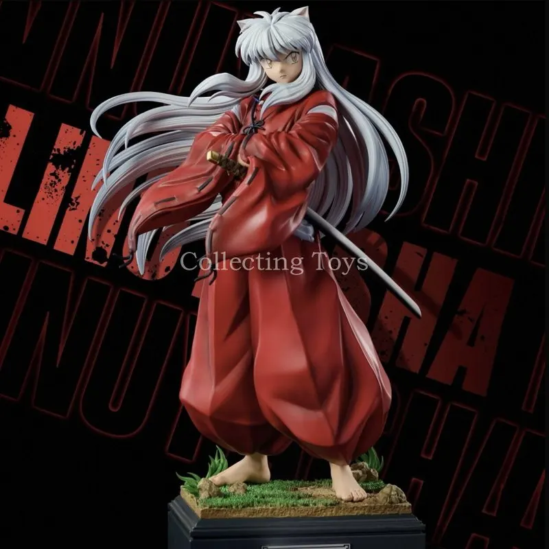 

In Stock 1/6 Inuyasha Standing Statue White Hair Red Kimono Anime Collectible Model 34cm Desktop Decor Collection Anime Gift
