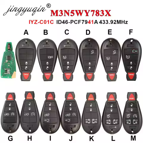 433Mhz 7941 Remote Car Key Fob M3N5WY783X For Chrysler Town &amp; Country Jeep Grand Cherokee Dodge Caravan Journey IYZ-C01C