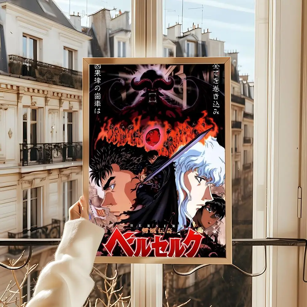 أنيمي B_BerserkS اللوحة الخط قماش الكتان ملصق جدار يطبع لغرفة المعيشة غرفة نوم مكتب ديكور المنزل #4