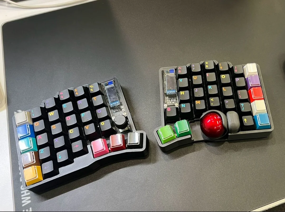 Trackball 59 Split Keyboard Kit Wired Customized DPI Hot Swap RGB vial 3D Printing Ergonomics Gaming Keyboard with Trackball