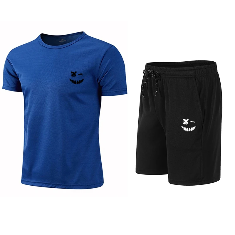 Men's Short Sleeve T-Shirt and Shorts, Fitness Sportswear, Casual, Sports, Quick-drying Sets, Summer Running Sets, S-3XL, 2 Pcs