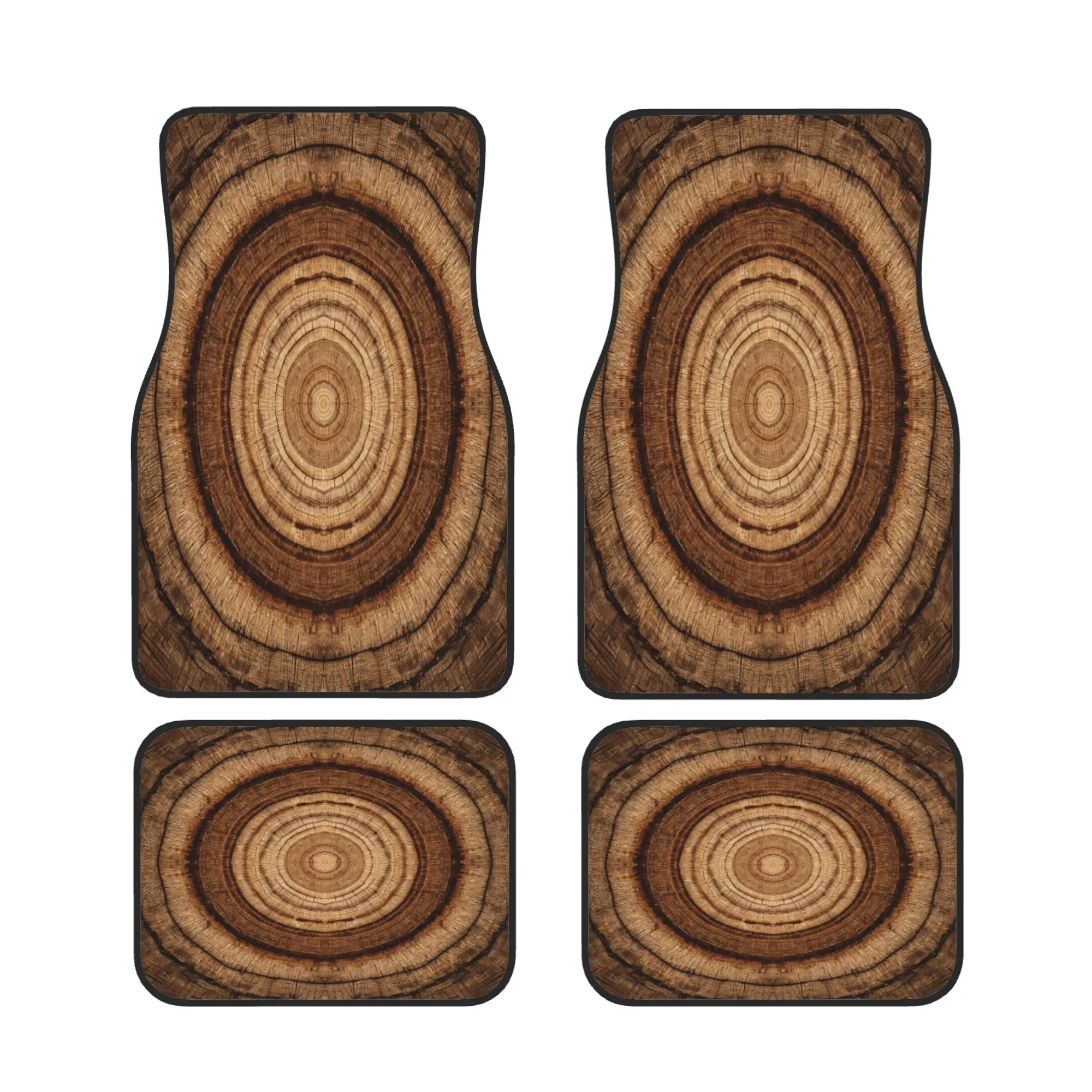 

4pcs Retro Wood Grain Pattern Fashion Car Interior Floor Mats, Durable & Easy To Clean For Sedan SUV RV Most Models, Stylish Dec