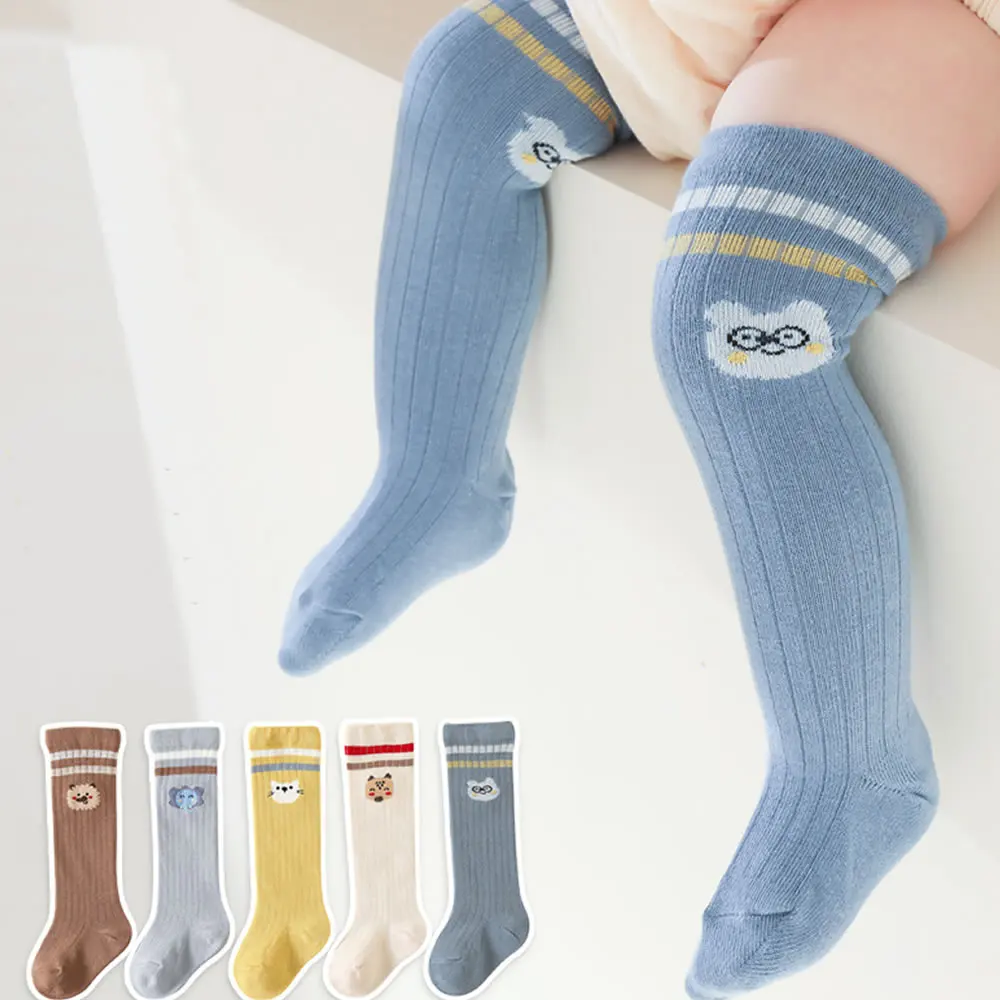 New winter babies stockings children calf socks stripe animals students silk stockings Newborn sock knne high cotton