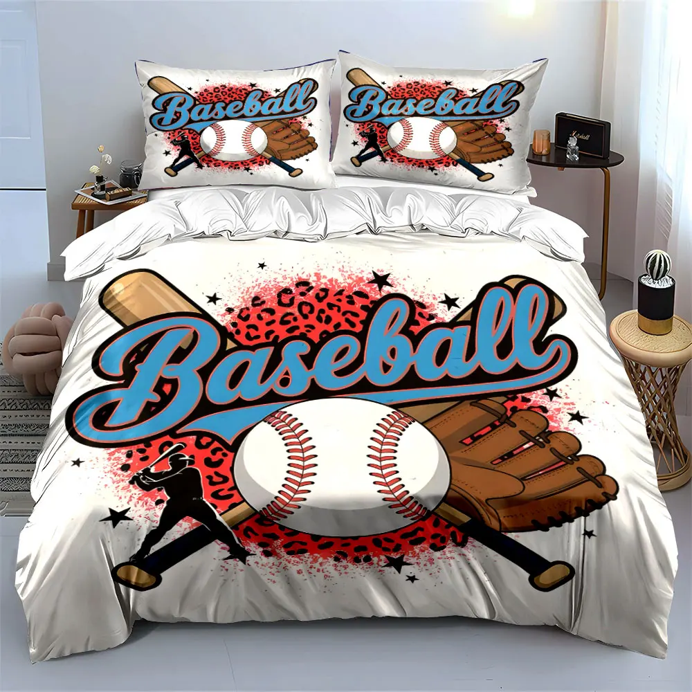 Baseball-themed artistic design Print Bedding set 3PC 1 duvet cover 2 pillowcases adult and children bedding set Luxury