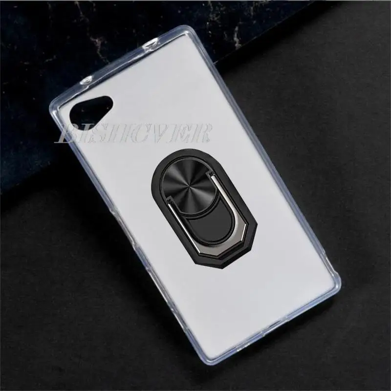 Para sony xperia z5 compacto e5803 e5823 4.6 "z5 mini suporte de anel traseiro caso do telefone smartphone tpu capa de silicone macio
