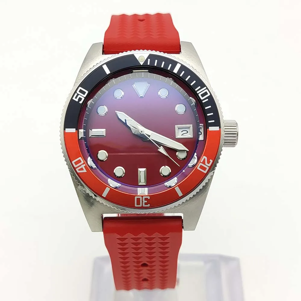 Men\'s Red Watch NH35 Automatic Mechanical 316L Waterproof Case with Sapphire Glass Sterile Dial Casual Fashion Clock