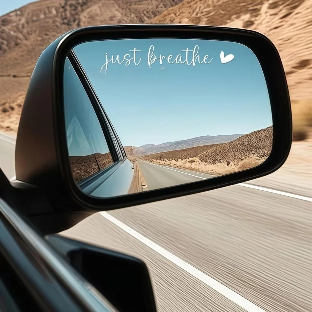 3pcs Hearts Pattern Rear View Mirror Stickers Bible Verse Design Holographic Finish Mirror Decals for Car Waterproof Vinyl