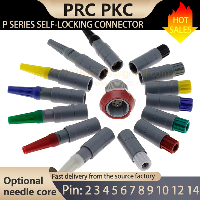 1P.PRC.PKC.80°; 2, 3, 4, 5, 6, 7, 8, 9, 10, 12, 14 pins suitable for extension or conversion cables for medical devices. Plastic