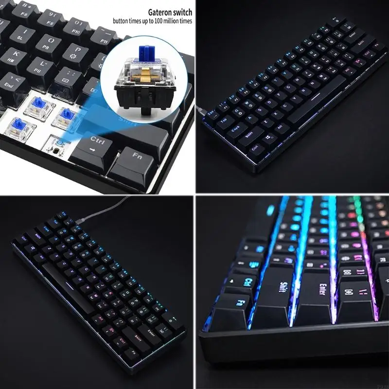 

P9JB SK61S Gaming Mechanical Keyboard RGB Backlit Bluetooth-compatible 5.0 Wireless Keypad Dual Mode