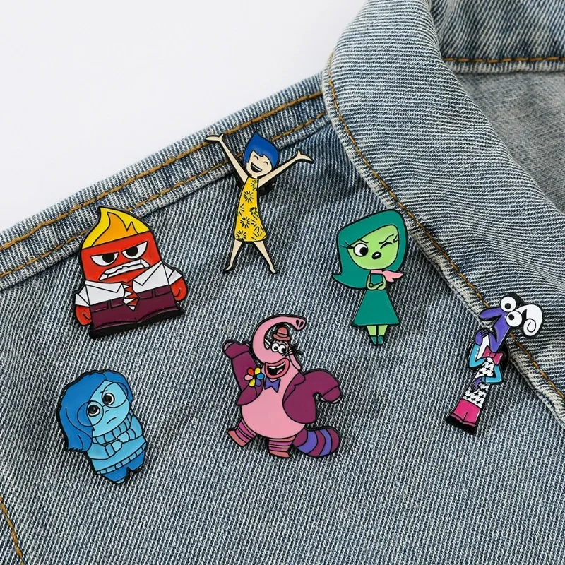 Disney Anime Inside Out 2 Brooch Cute Denim Jacket Pins Clothes Decoration Boys Punk Shirt Badge Hat Pin for Girl Brooches Gifts