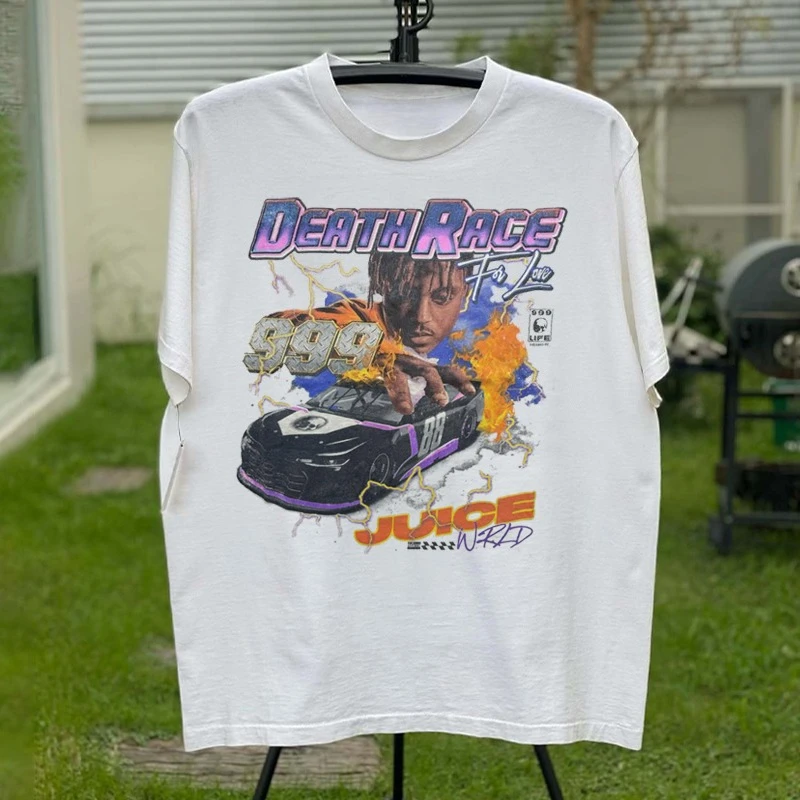 

Death Race Death Racing Poster Wind Vintage Short Sleeve Men's American High Street Oversize Hip Hop T-Shirt