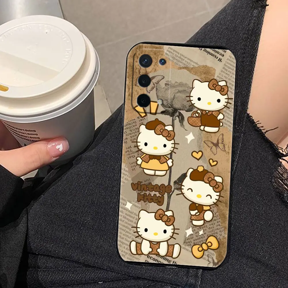 Cartoon Leopard Hello Kitty Cover Phone Case For OPPO Realme 13 12 11 10 9 9i 8 8i 7 7i 6 5 3 Pro Plus TPU Case Funda Coque Capa