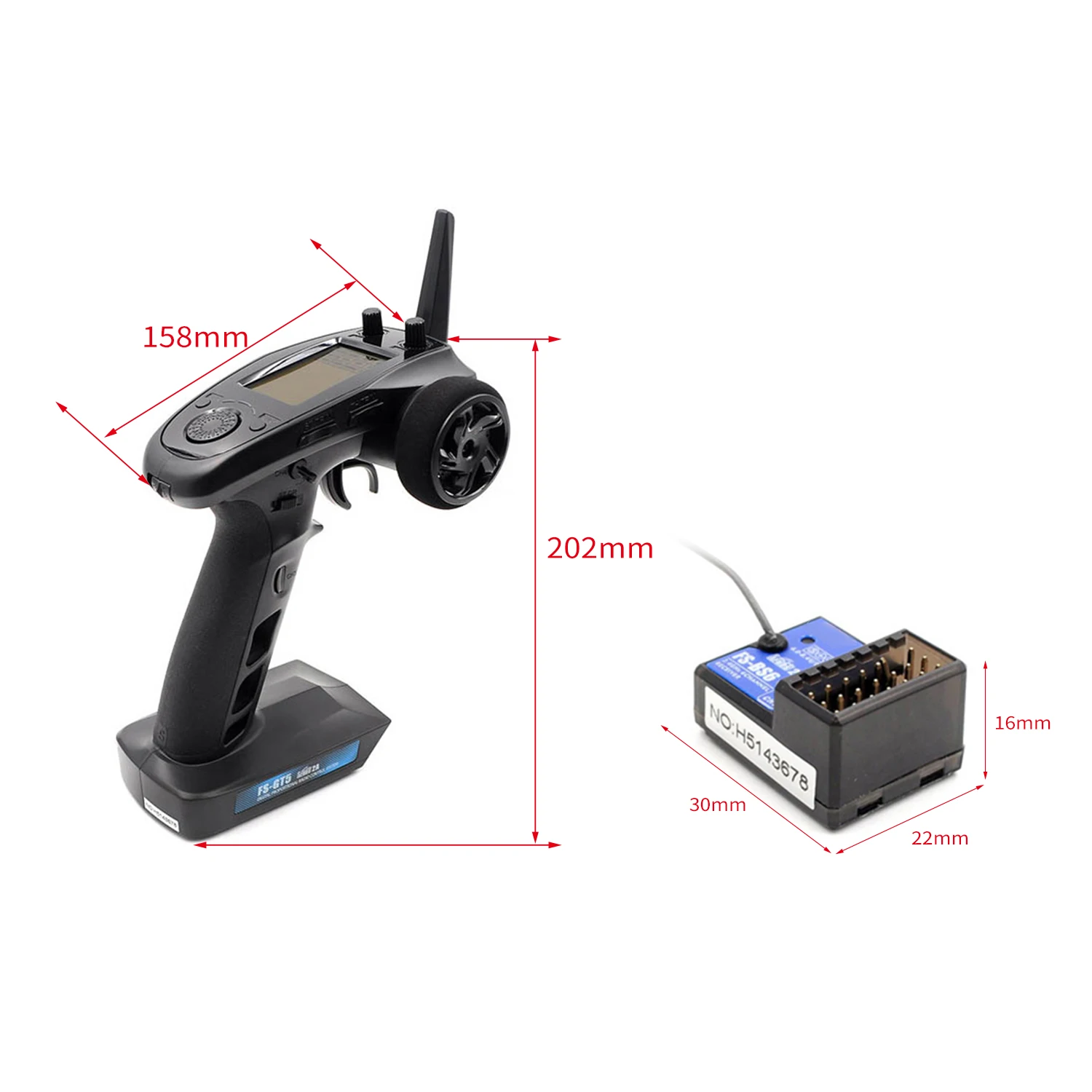 FlySky FS-GT5 2.4G 6CH AFHDS RC-zender met FS-BS6-ontvanger voor RC autoboot