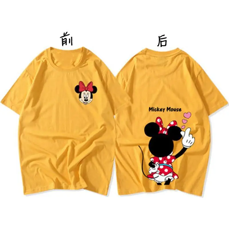 T-shirt imprimé dessin animé Disney Kawaii, tenue de couple Bestie, manches courtes, Minnie Destroy AndrVersatile, coréen, étudiant