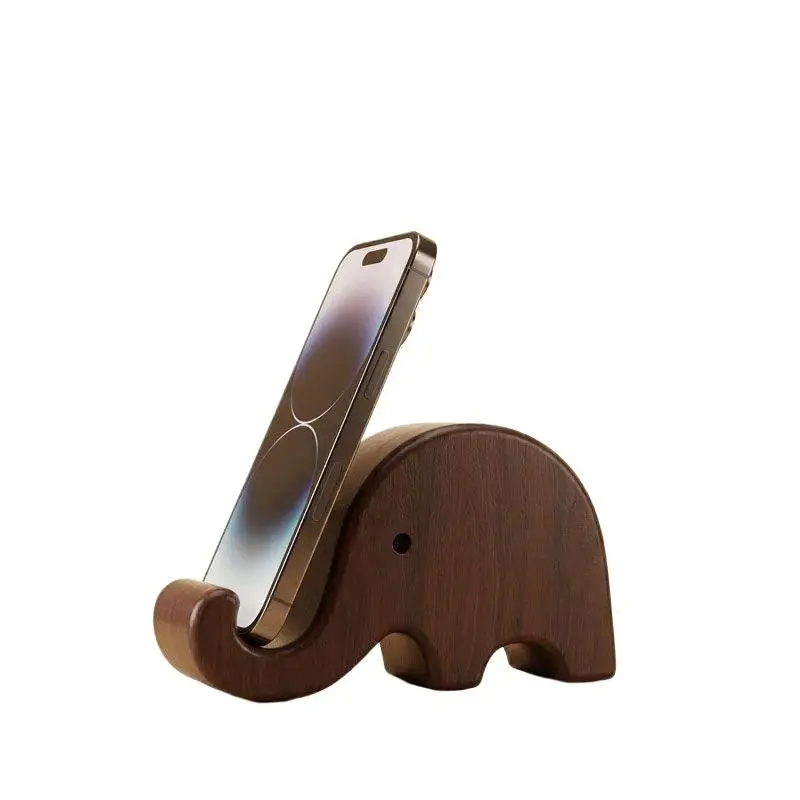 Simple Creative Solid Wood Black Walnut Phone Stand Business Card Display Rack Home Office Desktop Decoration view 6