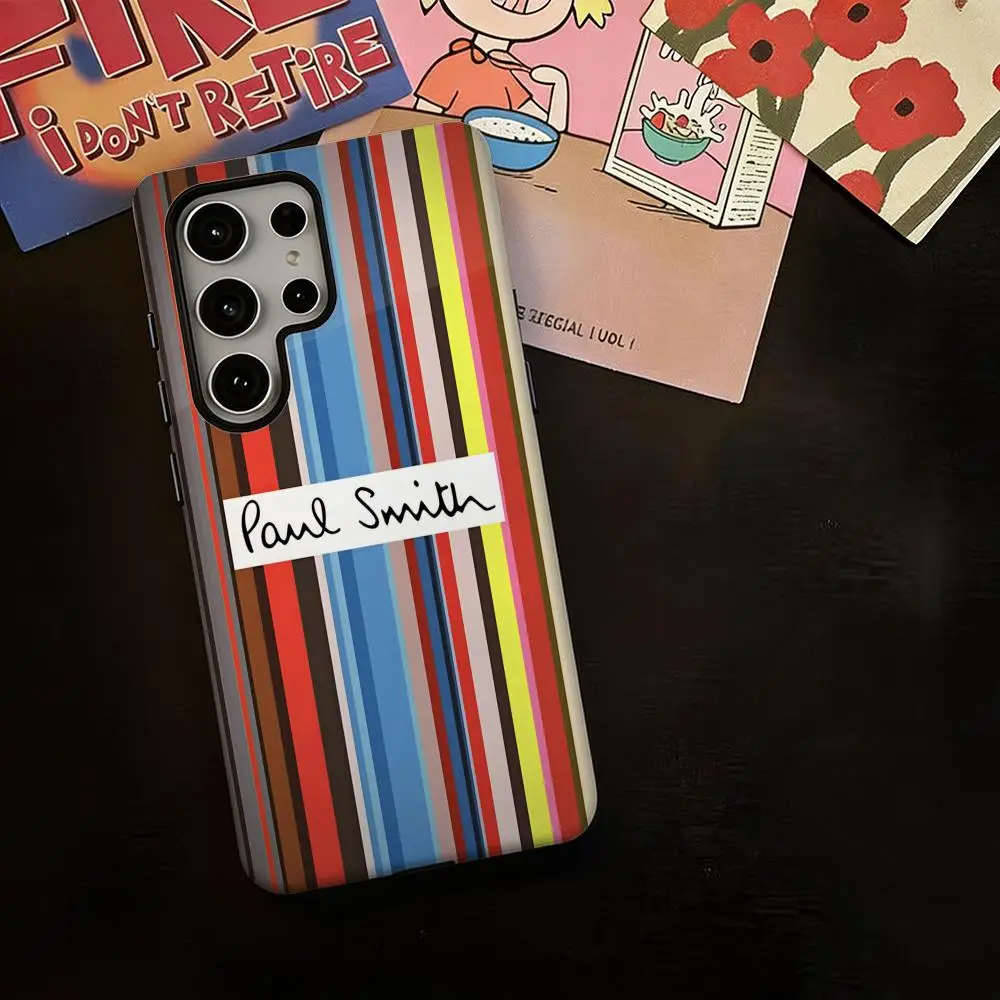 Fashion cool P-Paul Smith Phone Case For Samsung Galaxy S25 S24 S23 S22 S21 Plus Ultra 2-in-1 Glossy shell