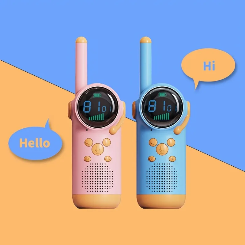 2pc Kids Walkie-Talkies W/ LCD Screen LED Flashlight 22 Channels Intercom Distance 3KM, Parent-child Interaction Christmas Gifts