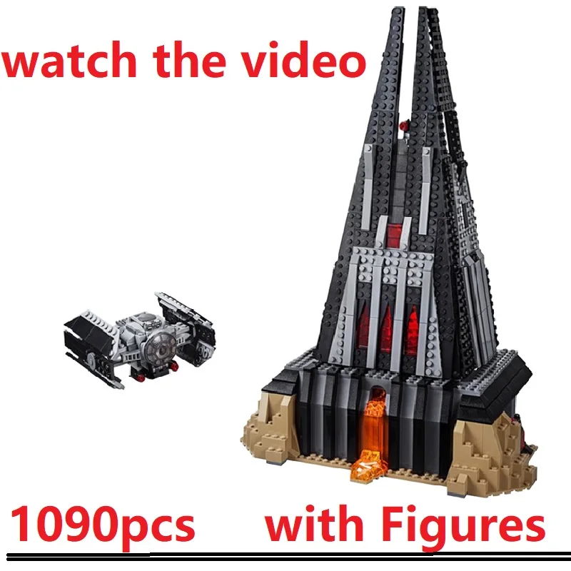 

1090pcs Star Battle Darth House Vader Castle Space Wars TIE Fighter 11425 Model Building Block Toy Compatible With 75251 Boy gif