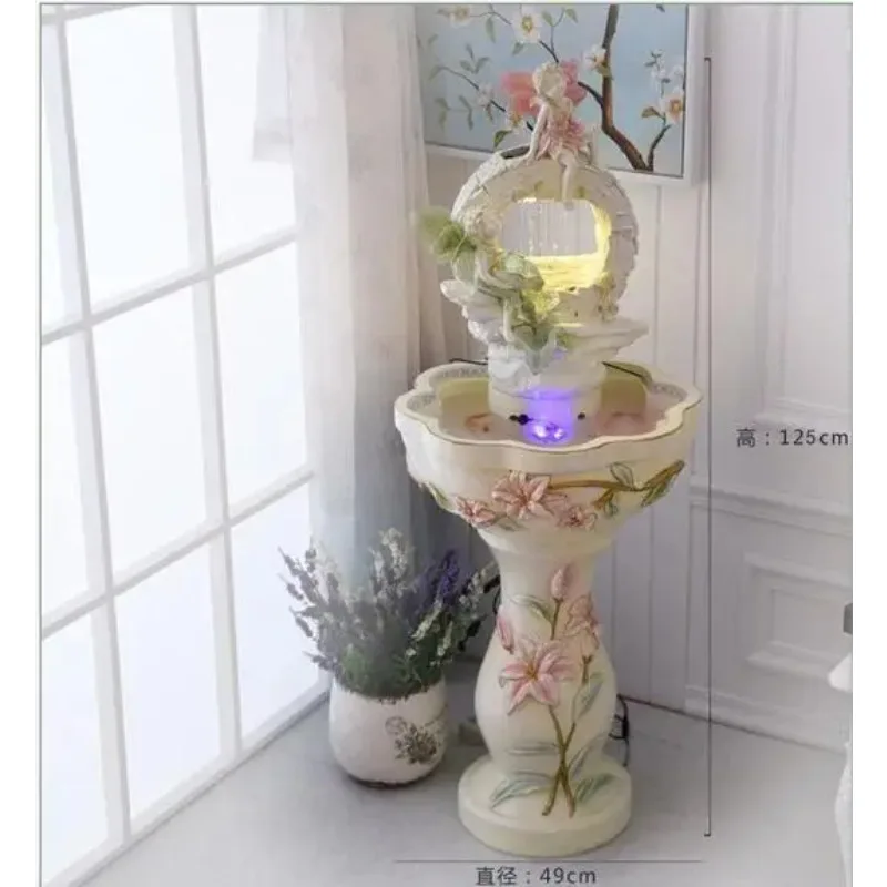 

Living room floor European decoration creative goldfish tank flow aquarium vertical water lily fish basin feng Shui fortune