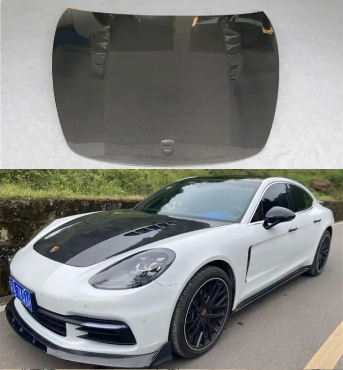 

Real Carbon Fiber Bonnet For Porsche Panamera 971 2017 2018 2019 2020 2021 2022 2023 Front Engine Hood Vent Cover