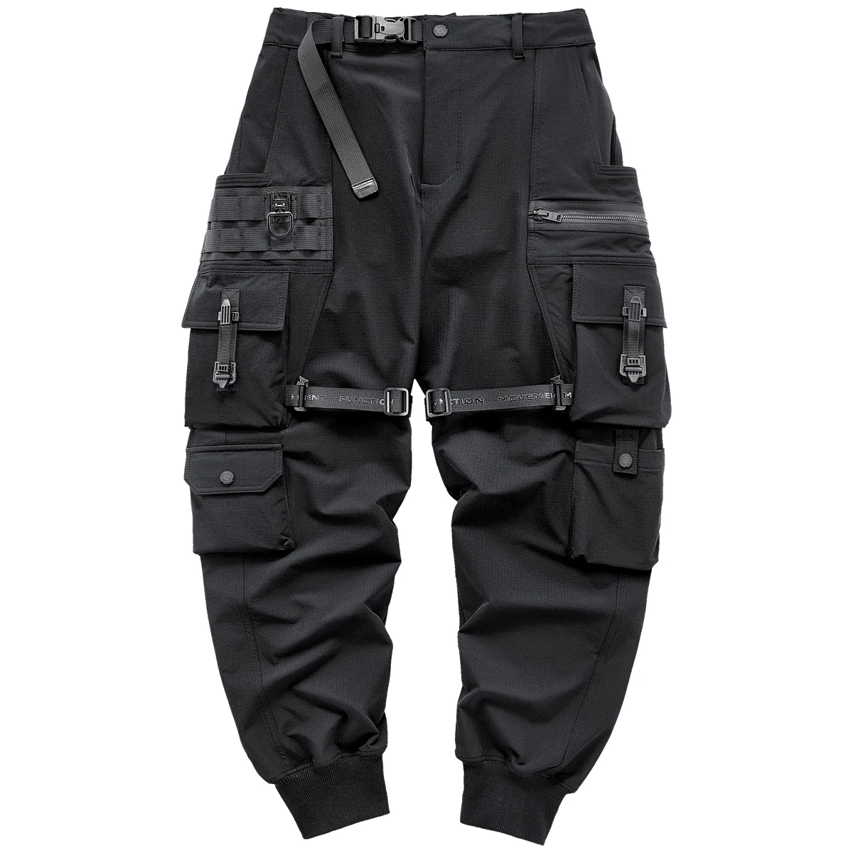 Pantalones Cargo tácticos de marca superior para hombre, ropa de calle funcional con múltiples bolsillos, estilo Hip Hop, color negro, WB765