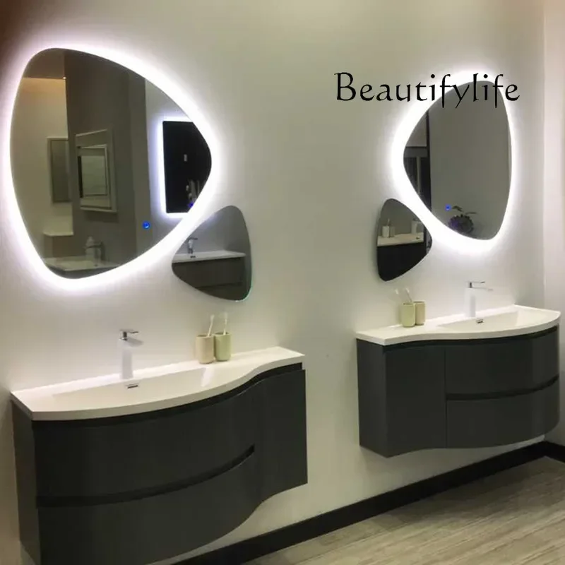 

yj19 Big belly basin bathroom cabinet narrow small apartment wash basin washbasin solid wood bathroom cabinet hanging cabinet