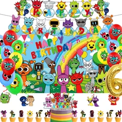 Incrediboxed SPRUNKIs Party Accessories Background Game Happy Birthday Decorations Banner Balloon Cake Topper Gift Poster Supply