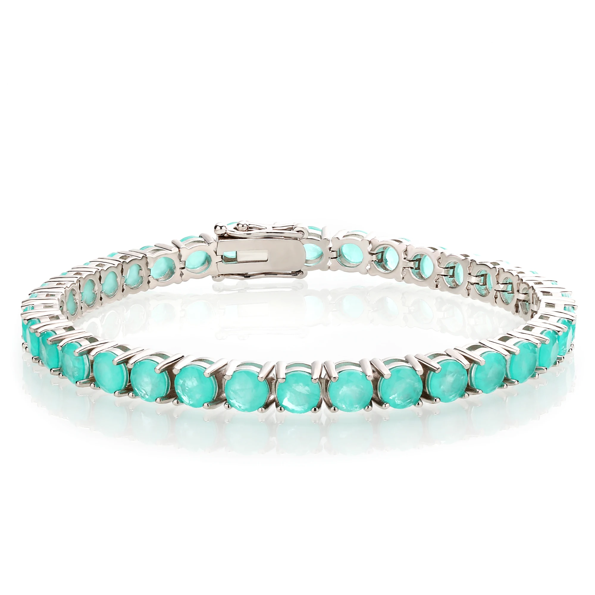 

Vientiane Jewelry Fusion Теннисный браслет Турмалин Синий - Белый позолоченный круглый теннисный браслет с двойным камнем