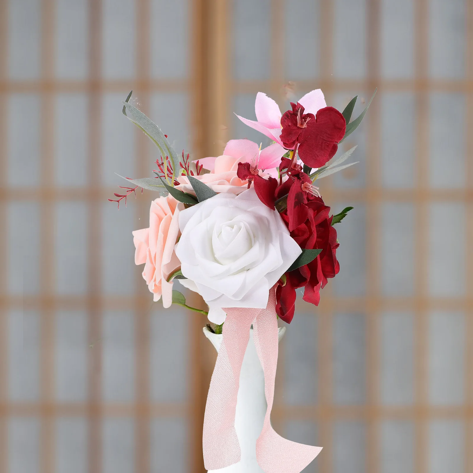 

Artificial Flower Bouquet Wedding Bridal Bridesmaid Table Centerpiece Decoration Rustic Flowers For Bride Home Office