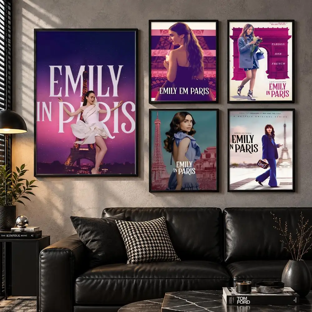 Emily in Paris Chic Fashion Romantic Comedy City Life TV Series Poster Aesthetic Unframed Wall Prints for Bedroom & Living Room