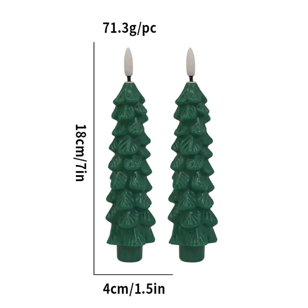 1 Pair Flameless Christmas Tree Shape Light Elegant Exquisite Flameless Taper Candles Safety Funny LED Candle Lamp New Year