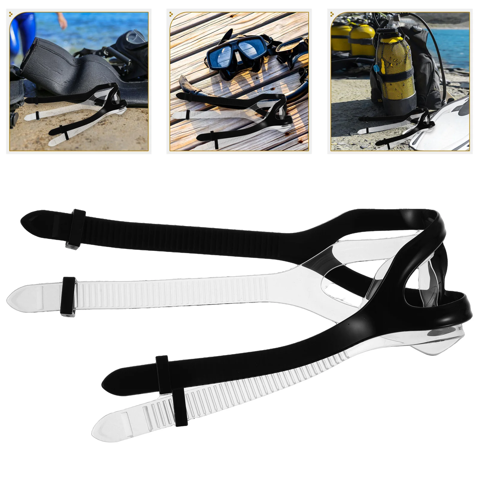 

2PCS Stylish Silicone Scuba Diving Goggle Strap Comfortable Replacement Swim Mask Strap Durable Underwater Accessories