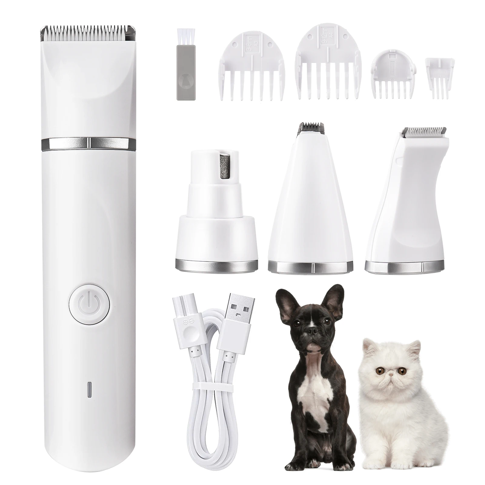 4-in-1 Multi-functional Electric Dog Clippers for Grooming Cordless Dog Shaver Clippers Trimmers Low Noise Pet Grooming Tools