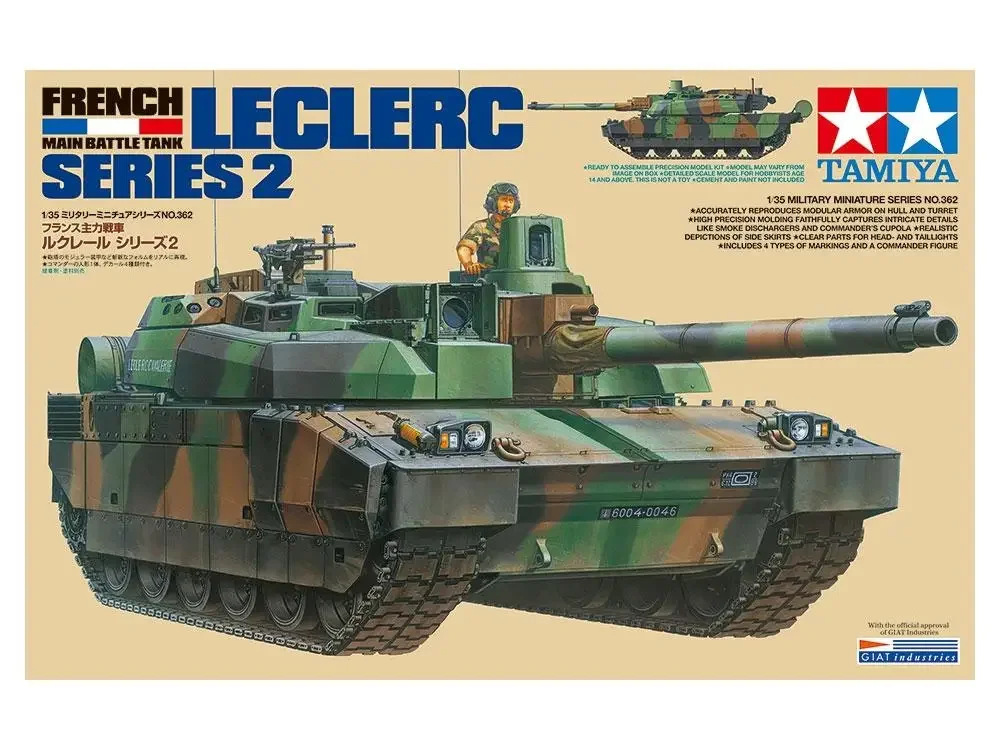 Tamiya 35362 1/35 Kit de modelo de tanque de batalha principal francês Leclerc Série 2