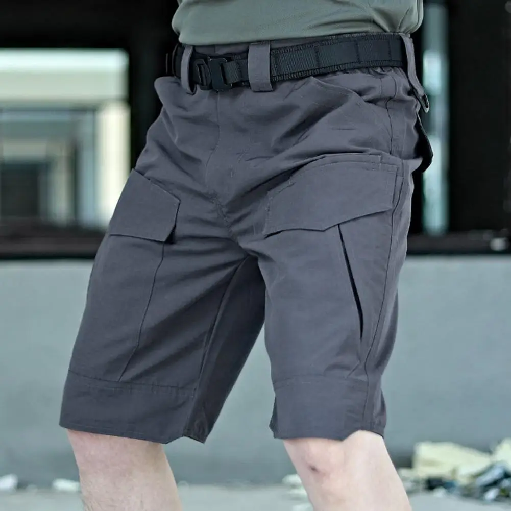 Men Cargo Shorts Men's Summer Cargo Shorts with Elastic Waist Multiple Pockets for Outdoor Activities Casual Wear