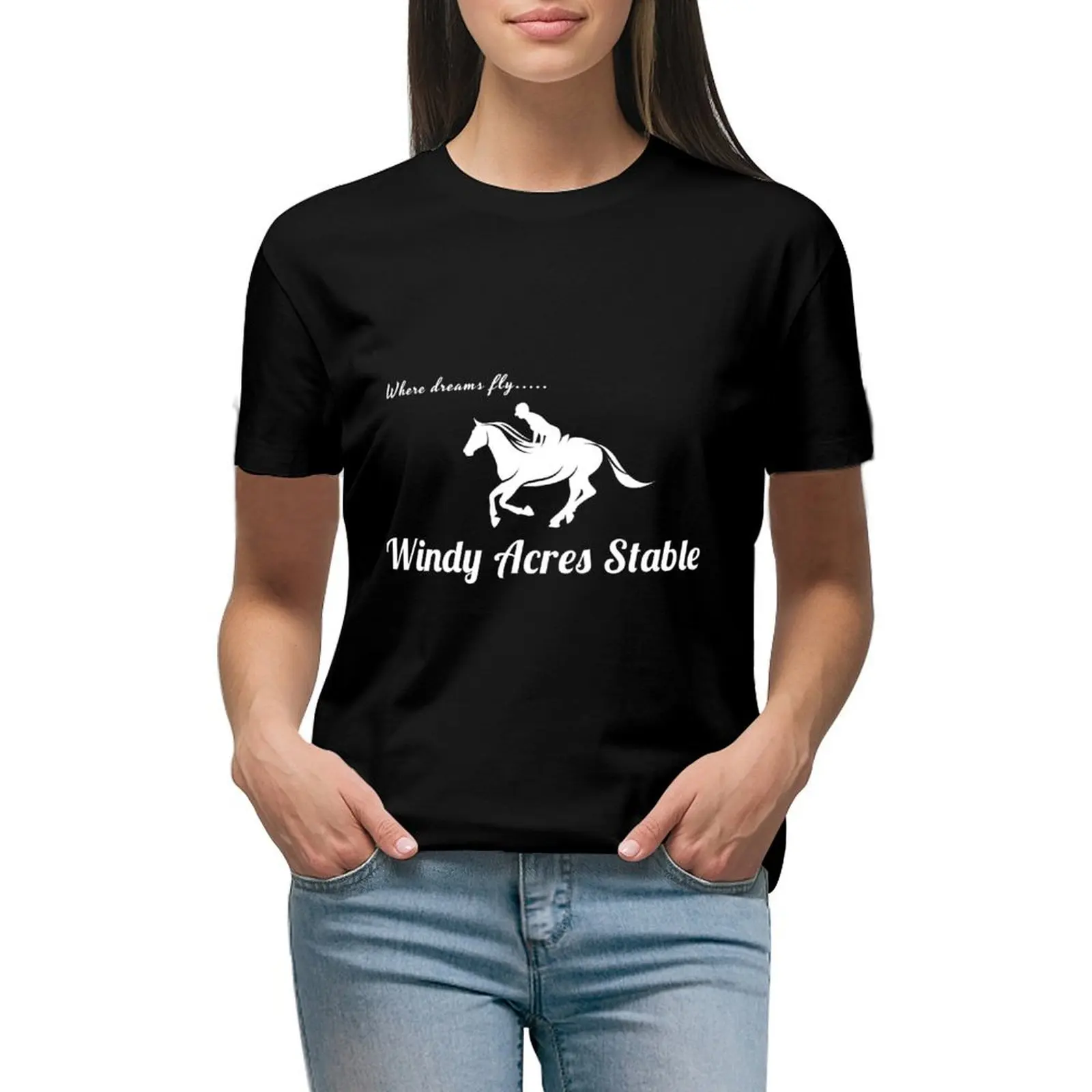 

Windy Acres Logo for dark coloured background T-shirt female oversized cute t-shirts for Women